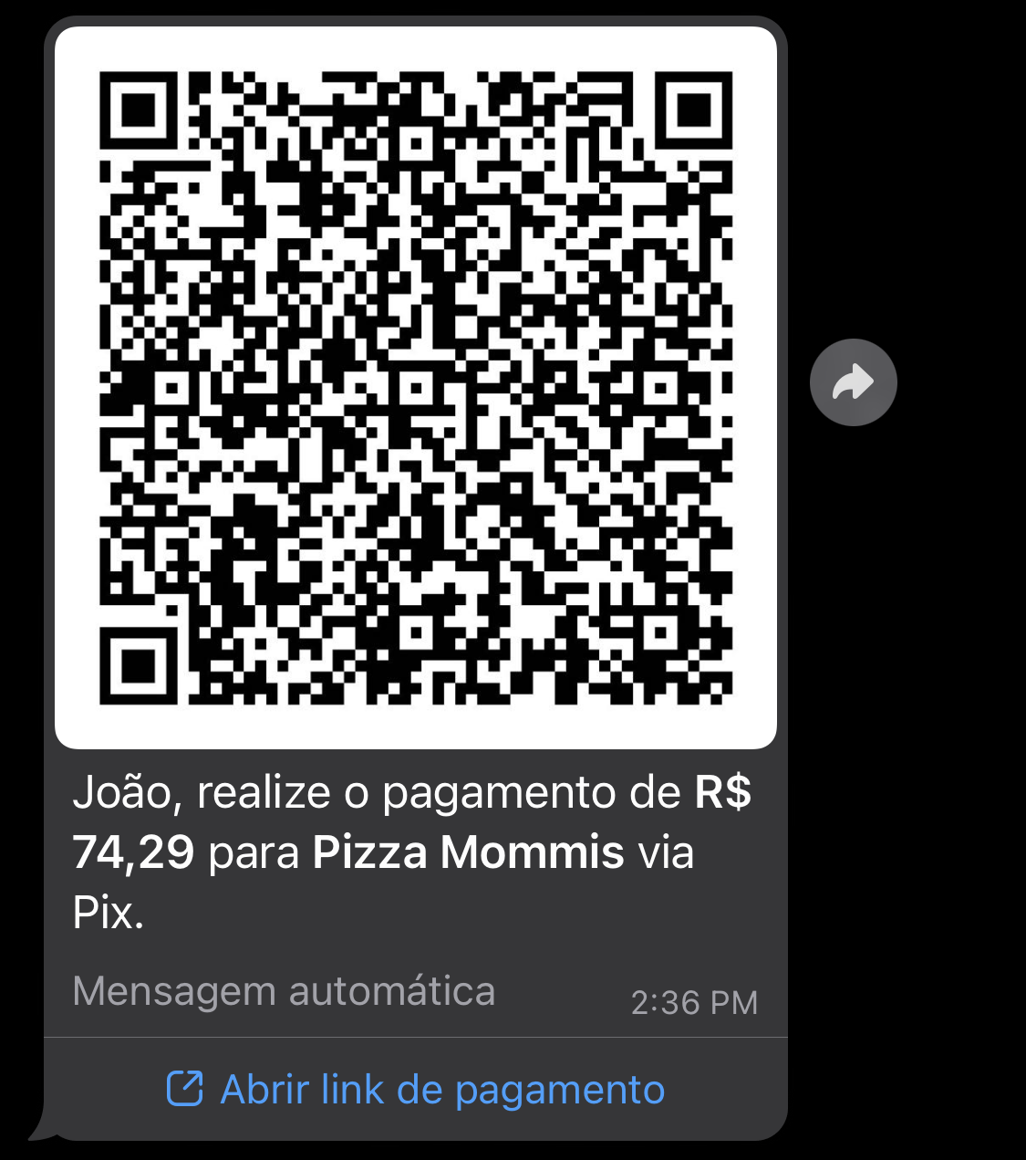 Mensagem de cobrança no WhatsApp